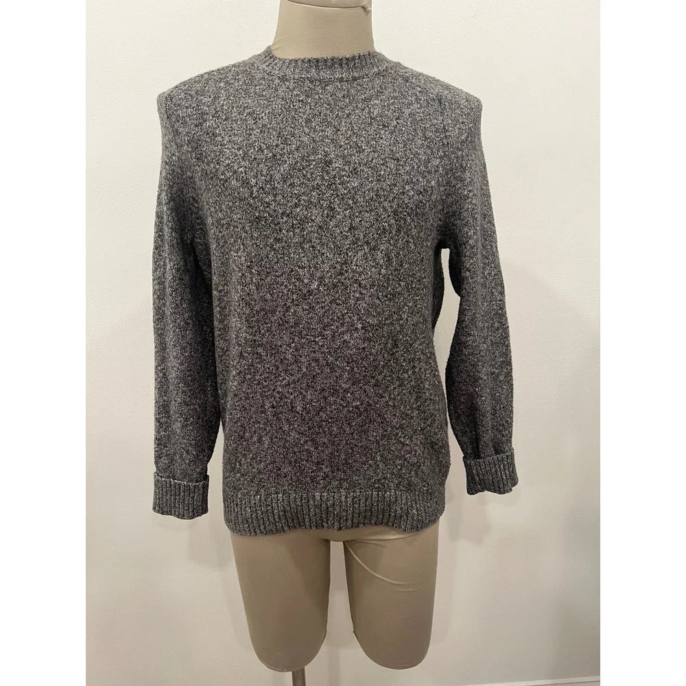 Banana Republic Sweater Men's Medium Gray Marled Cotton Blend Crewneck Sweater